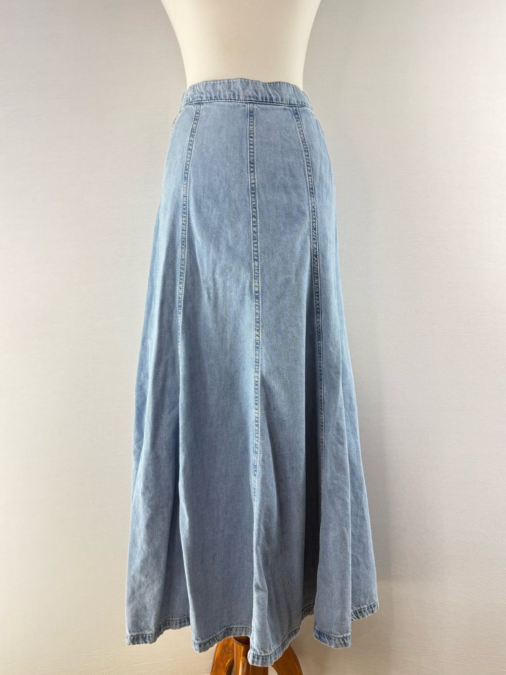 We The Free Catch The Sun Light Wash Denim A-Line Maxi Skirt